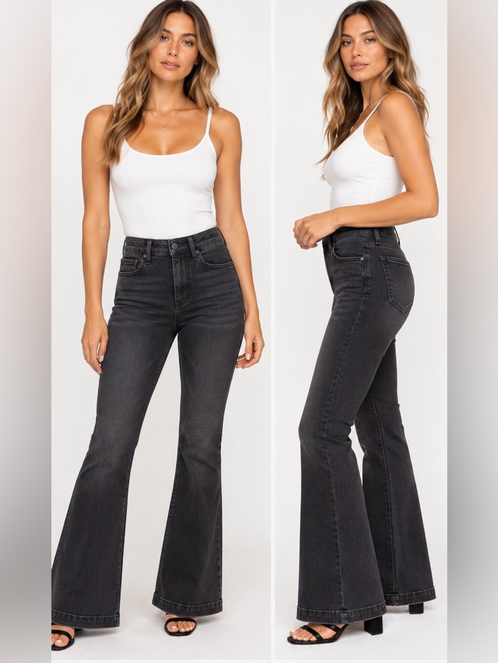 DRIFTWOOD Wyatt High-Rise Charcoal Flare Jeans